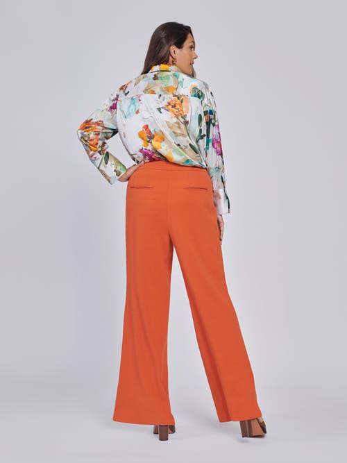 Shop Gabriella Rossetti Marinaia Wide Leg Button Detail Pant In Amber