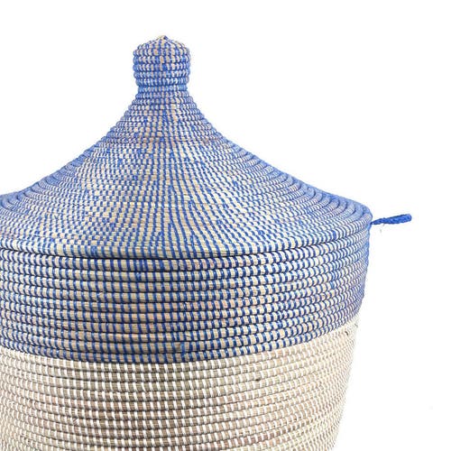 Mbare Dou Lid Storage Basket Two-tone Low Storage In Navy And White
