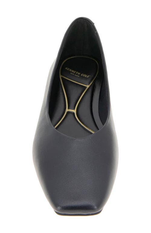 Kenneth Cole Johanna Square Toe Flat In Black Leather