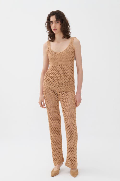 Shop Nocturne Mesh Knit Pants In Medium Beige