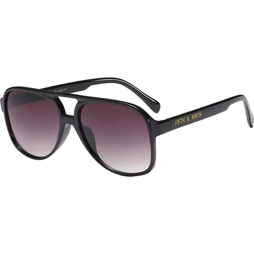Fifth & Ninth Kingston Aviator 60mm Oval Sunglasses In Black/black
