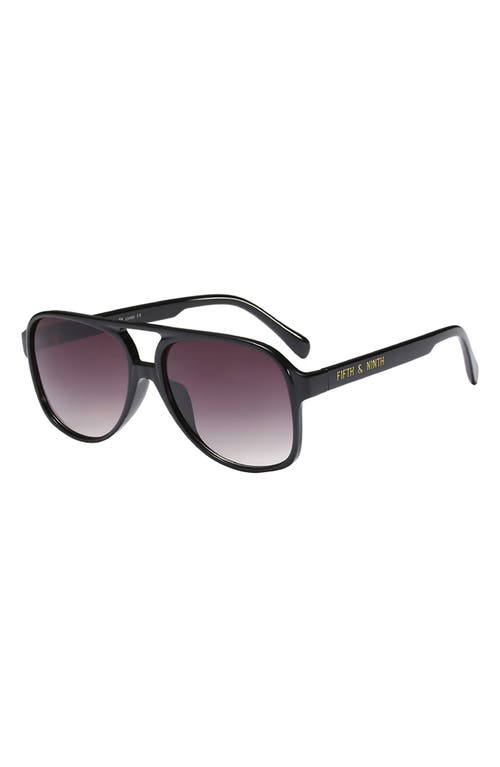 Fifth & Ninth Kingston Aviator 60mm Oval Sunglasses In Black/black