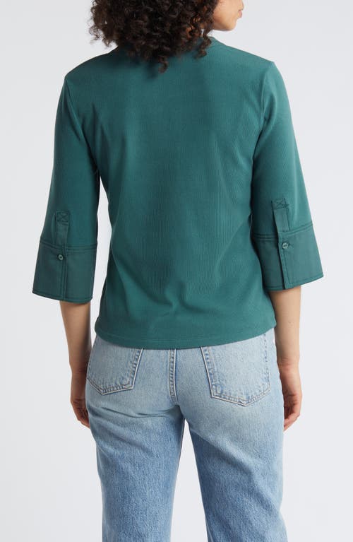 Wit & Wisdom Split Neck Top In Posy Green