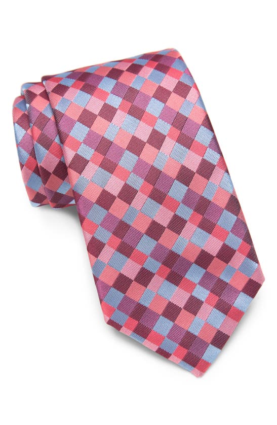 Savile Row Co Percival Check Silk Blend Tie In Coral