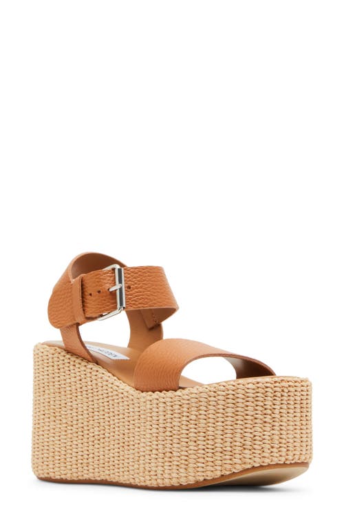 Steve Madden Sunset Platform Wedge Sandal in Tan Leather 