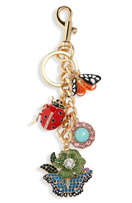 Floral Couture Key Chain in Gold Multi