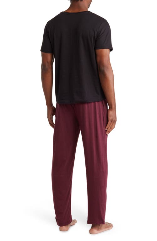 Shop Sleephero Short Sleeve Henley & Pants Pajamas In Maroon W/black