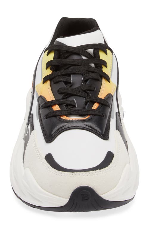 Shop Balmain Run-row Sneaker In White/yellow Multi