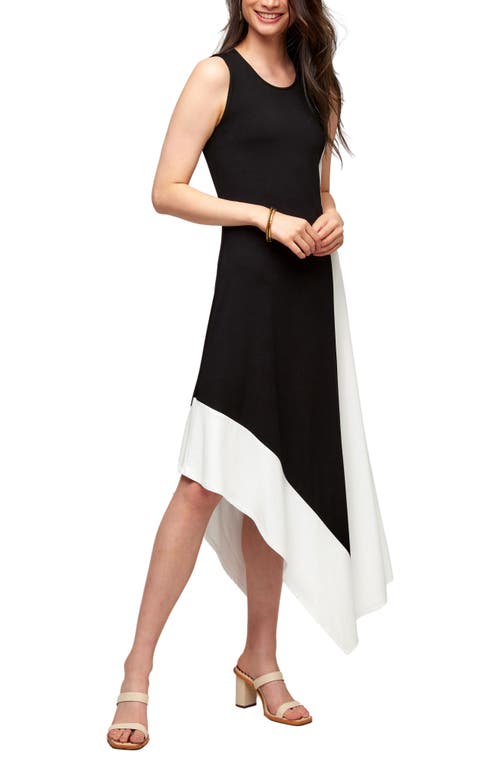 Karen Kane Asymmetric Hem Maxi Dress In Black W/off White