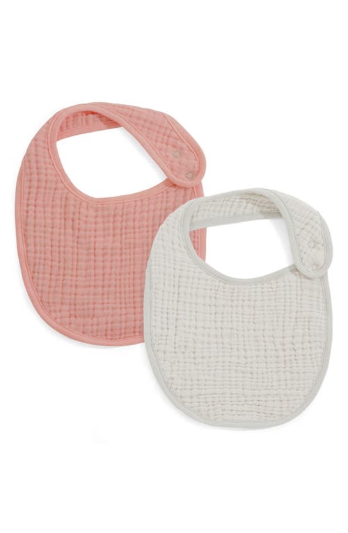 Oilo Assorted 2-Pack Organic Cotton Muslin Baby Bibs in Eggshell/Rose at Nordstrom