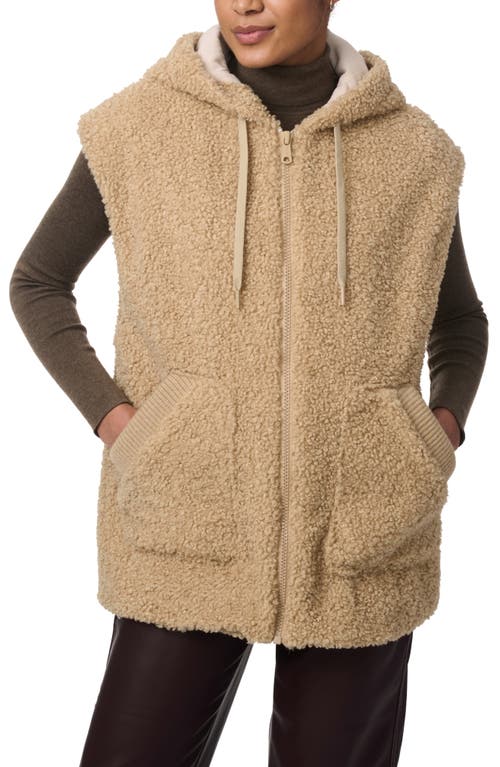 Shop Bernardo Faux Shearling Hooded Vest In Beige