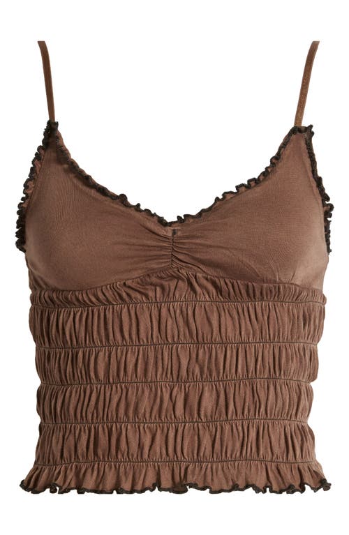 Smocked Cotton Camisole in Chocolate