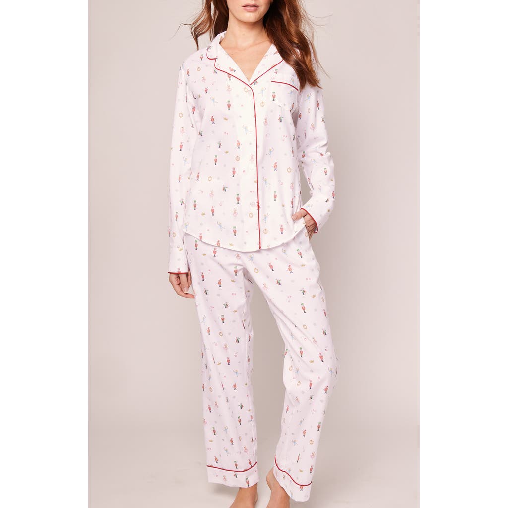 Petite Plume A Night at the Nutcracker Piped Cotton Pajamas in White