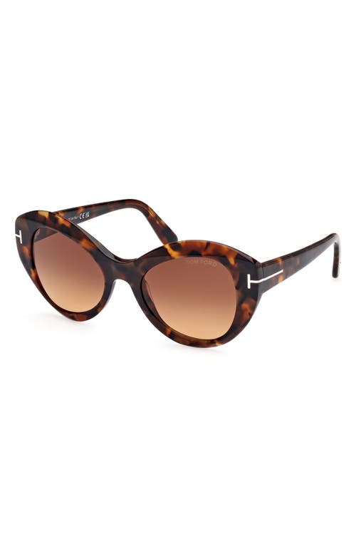 Tom Ford Guinivere 52mm Round Sunglasses In Dark Havana/gradient Brown