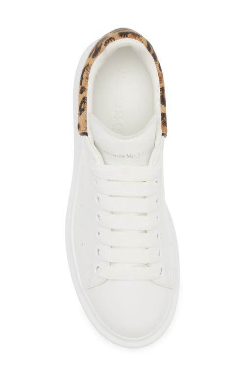 Shop Alexander Mcqueen Oversize Sneaker In White/leopard Print Calf Hair