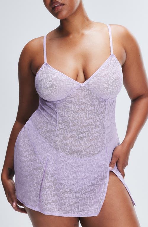Savage X Fenty Signature Script Lace Chemise In Purple Lavender
