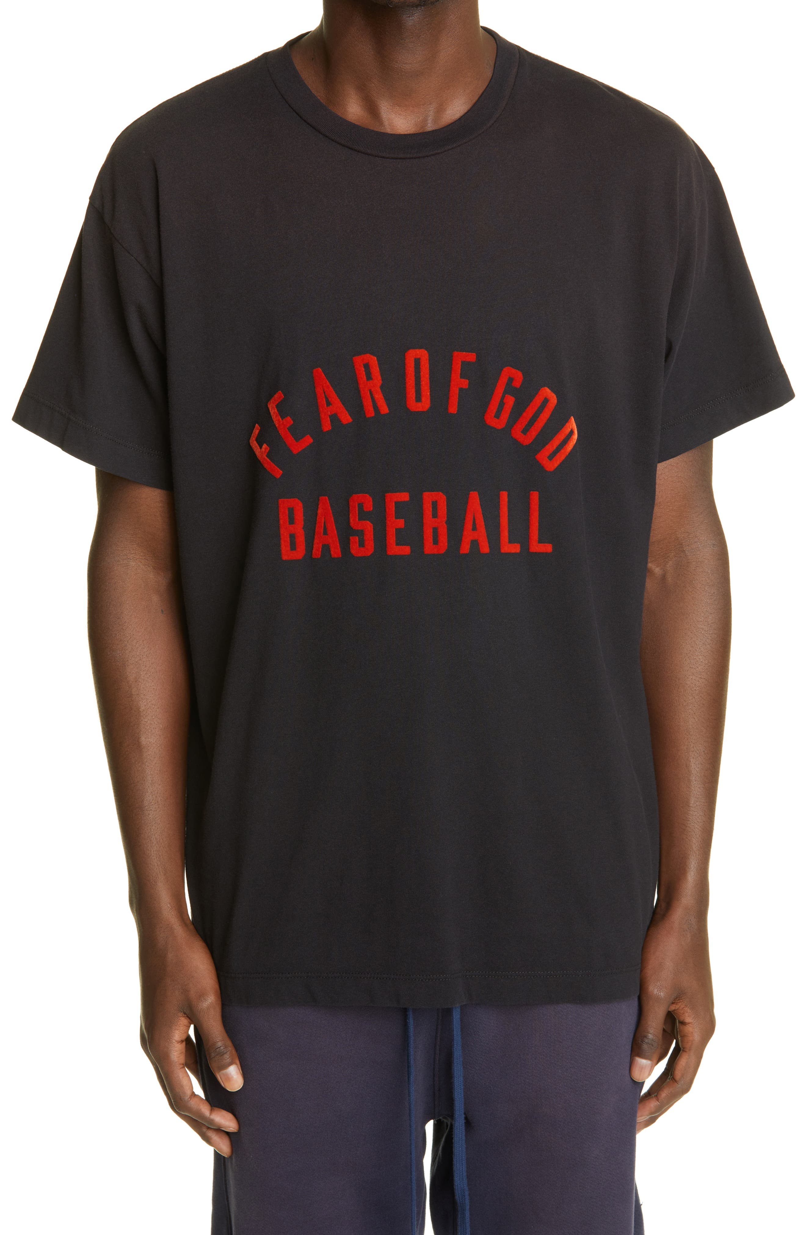 Fear of God Baseball Logo Cotton Tee in Vintage Black at Nordstrom, Size Large