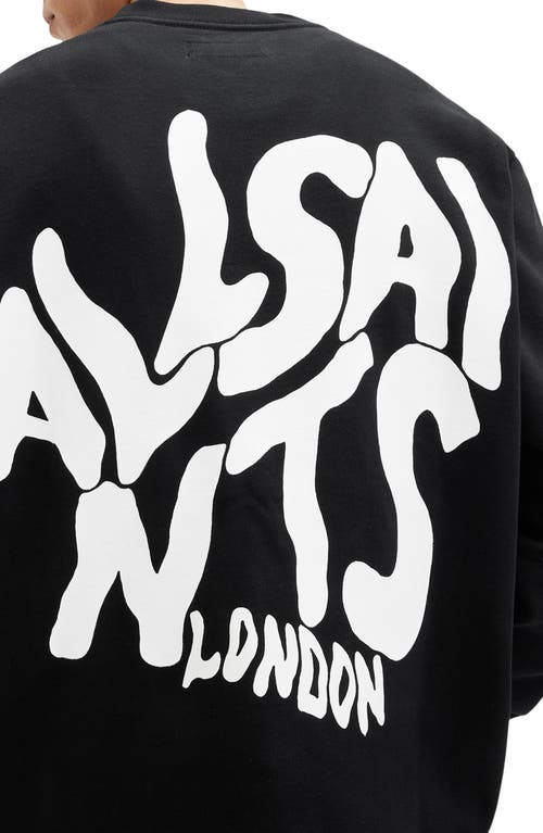 Shop Allsaints Orlando Logo Cotton Graphic Sweatshirt In Jet Black