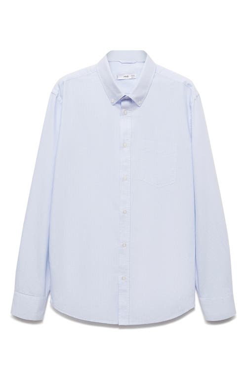 Mango Kodak Stripe Regular Fit Poplin Button-down Shirt In Dark Navy