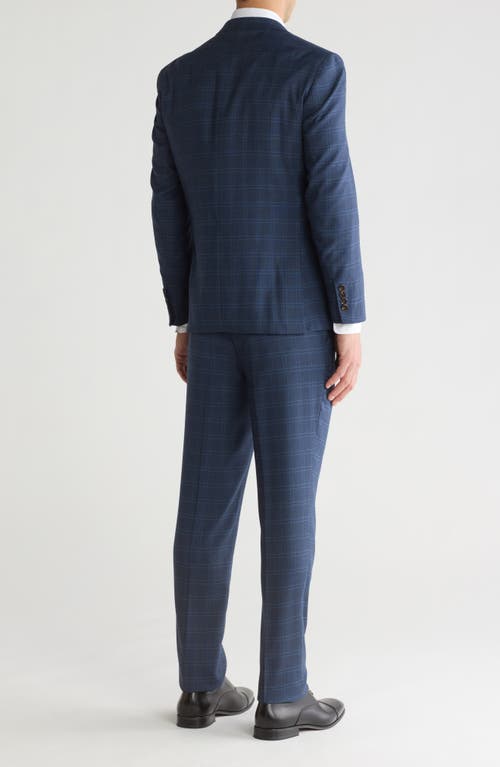 Gino Vitale Slim Fit Check Stretch Three Piece Suit In Ink Blue