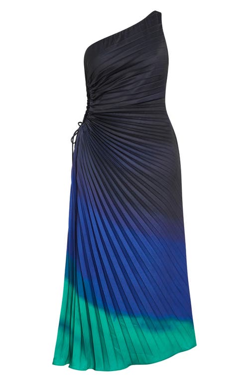 City Chic Aliza One-shoulder Side Cutout Pleated Dress In Hypnotise