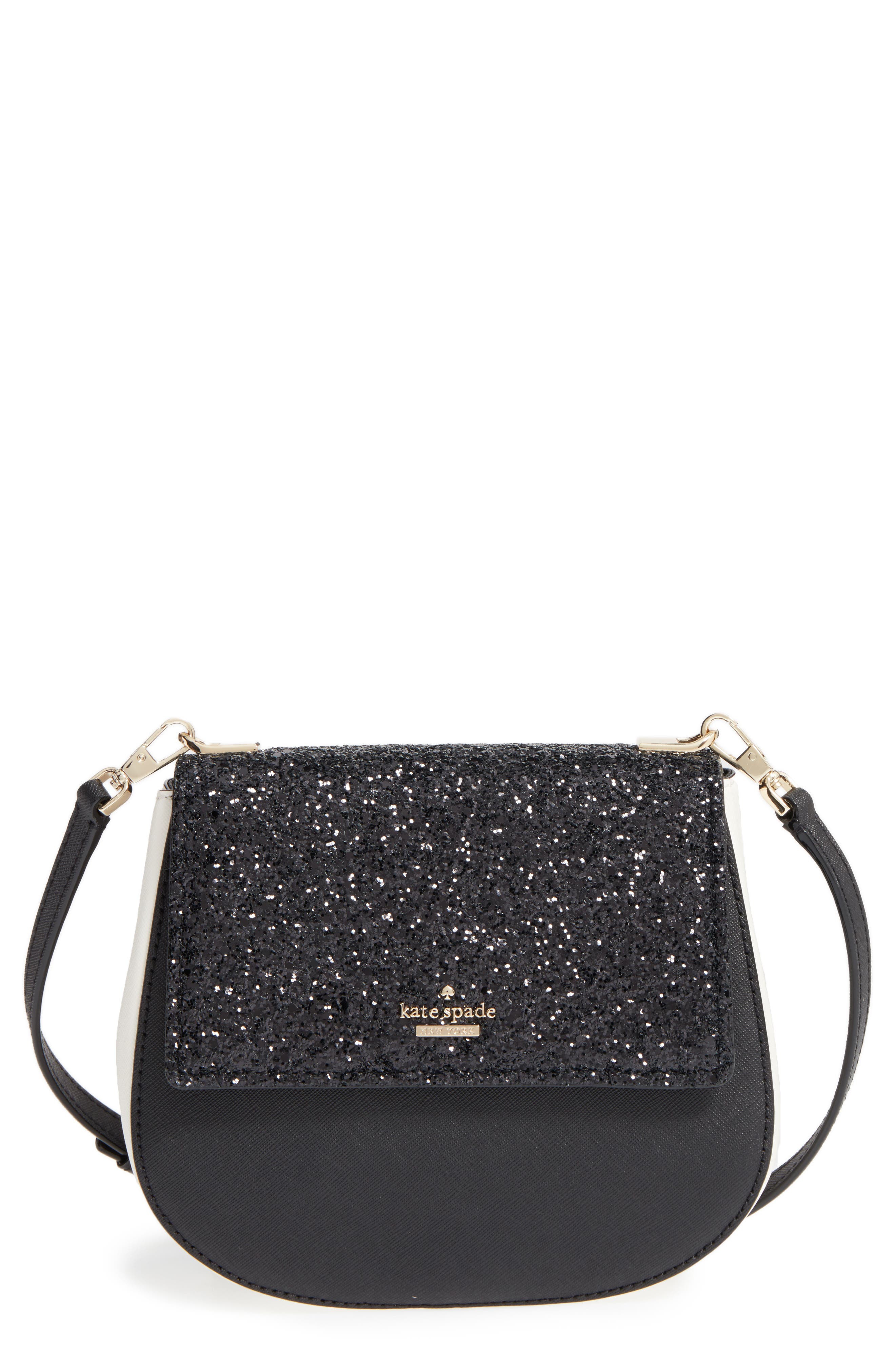 kate spade black glitter purse