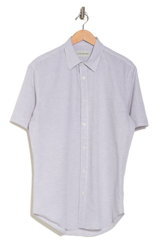Shop Coastaoro Dax Short Sleeve Linen Blend Button-up Shirt In Grey