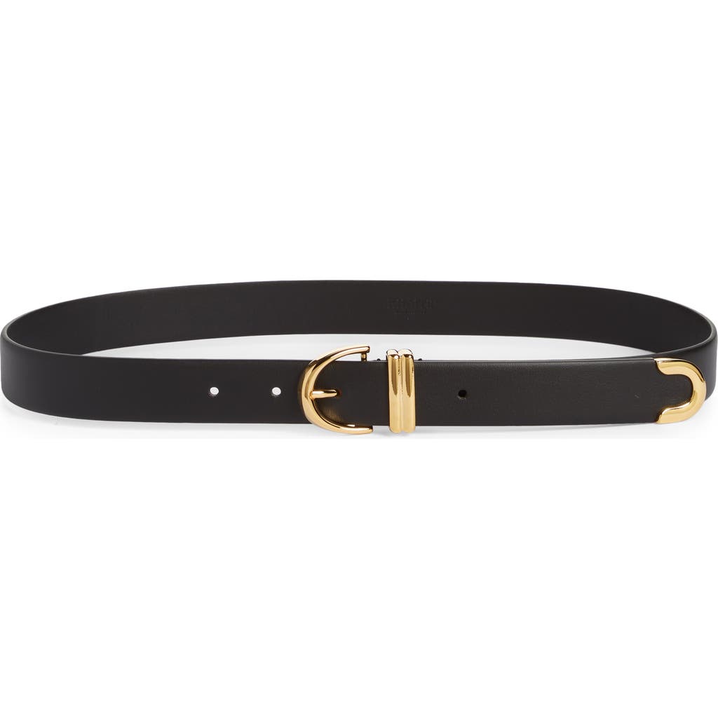 Khaite Bambi Skinny Gold Hardware Belt In Black