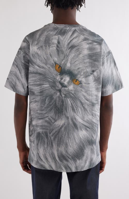 Shop Givenchy Cat Print T-shirt In Grey Multi-colored