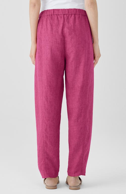 Eileen Fisher Pleated Linen Ankle Lantern Pants In Geranium