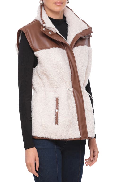 Shop Bagatelle Mixed Media Vest In Cocoa Dust/cream Combo