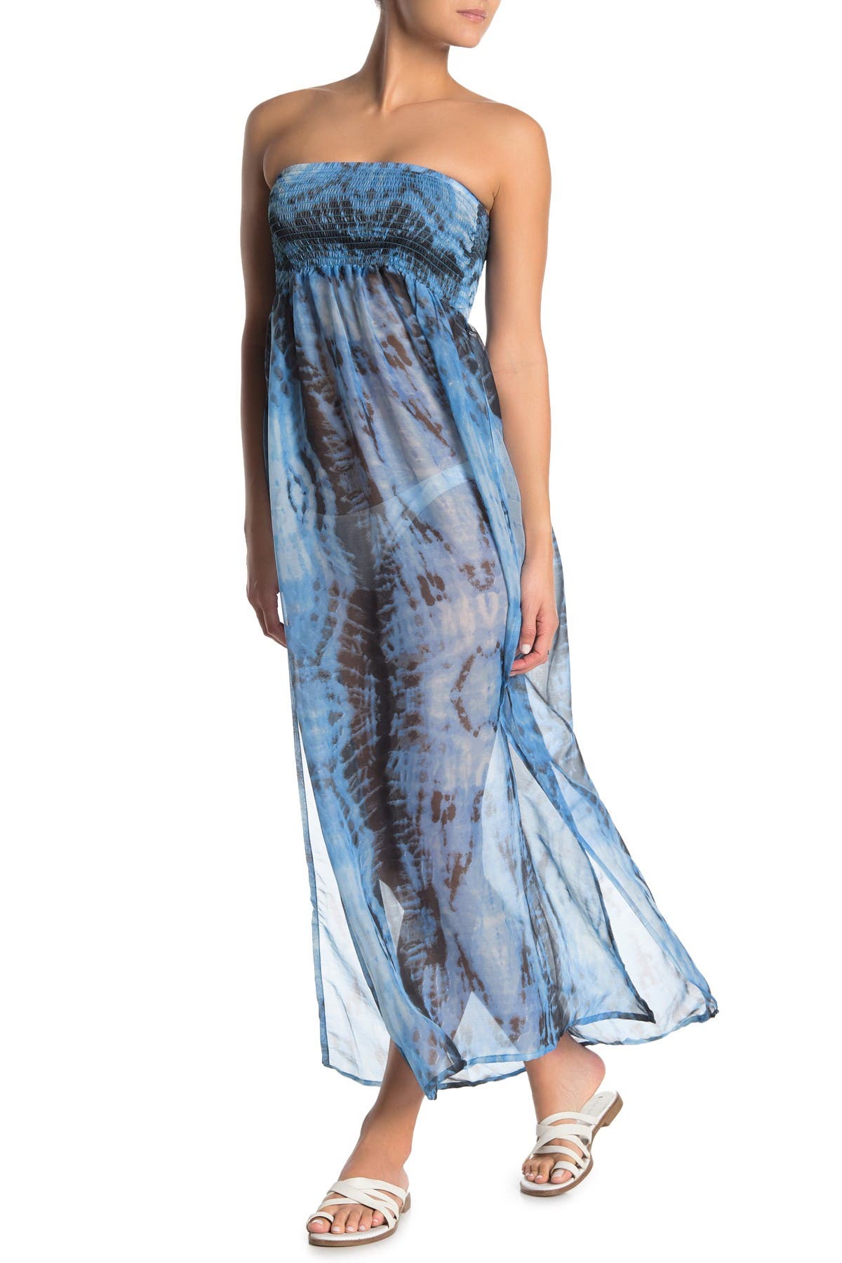 strapless tie dye maxi dress