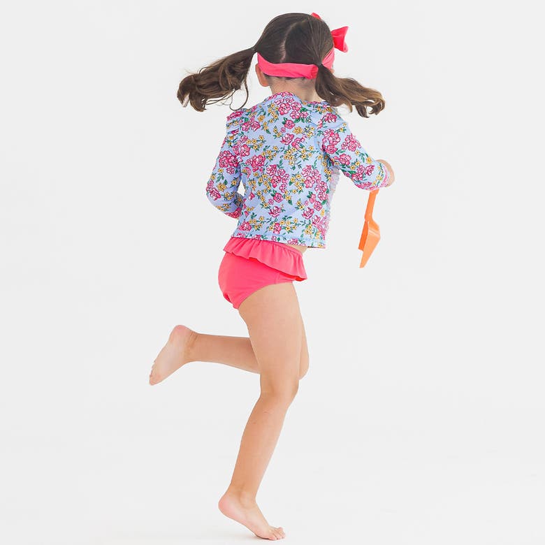Shop Rufflebutts Toddler Girls Princess Seam Ruffle Rash Guard 2-piece In Cheerful Blossoms