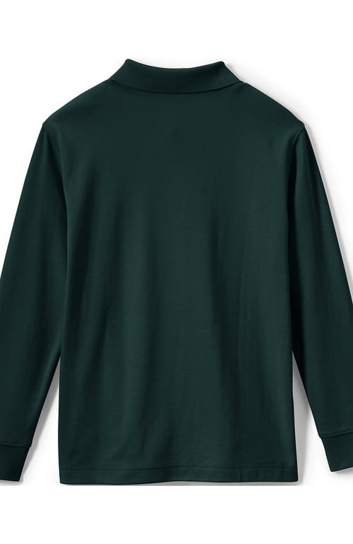 Shop Lands' End School Uniform Kids Long Sleeve Interlock Polo Shirt In Evergreen