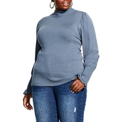 Plus Size City Chic Mini Frill Sweater, Grey