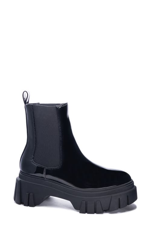 Jenny Platform Chelsea Boot in Black Soft Patent
