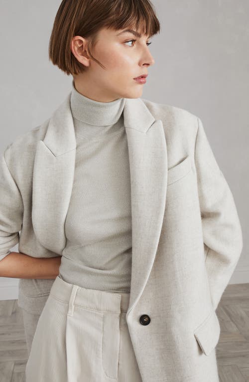 Shop Brunello Cucinelli Cozy Double Fabric Blazer In Pearl Grey