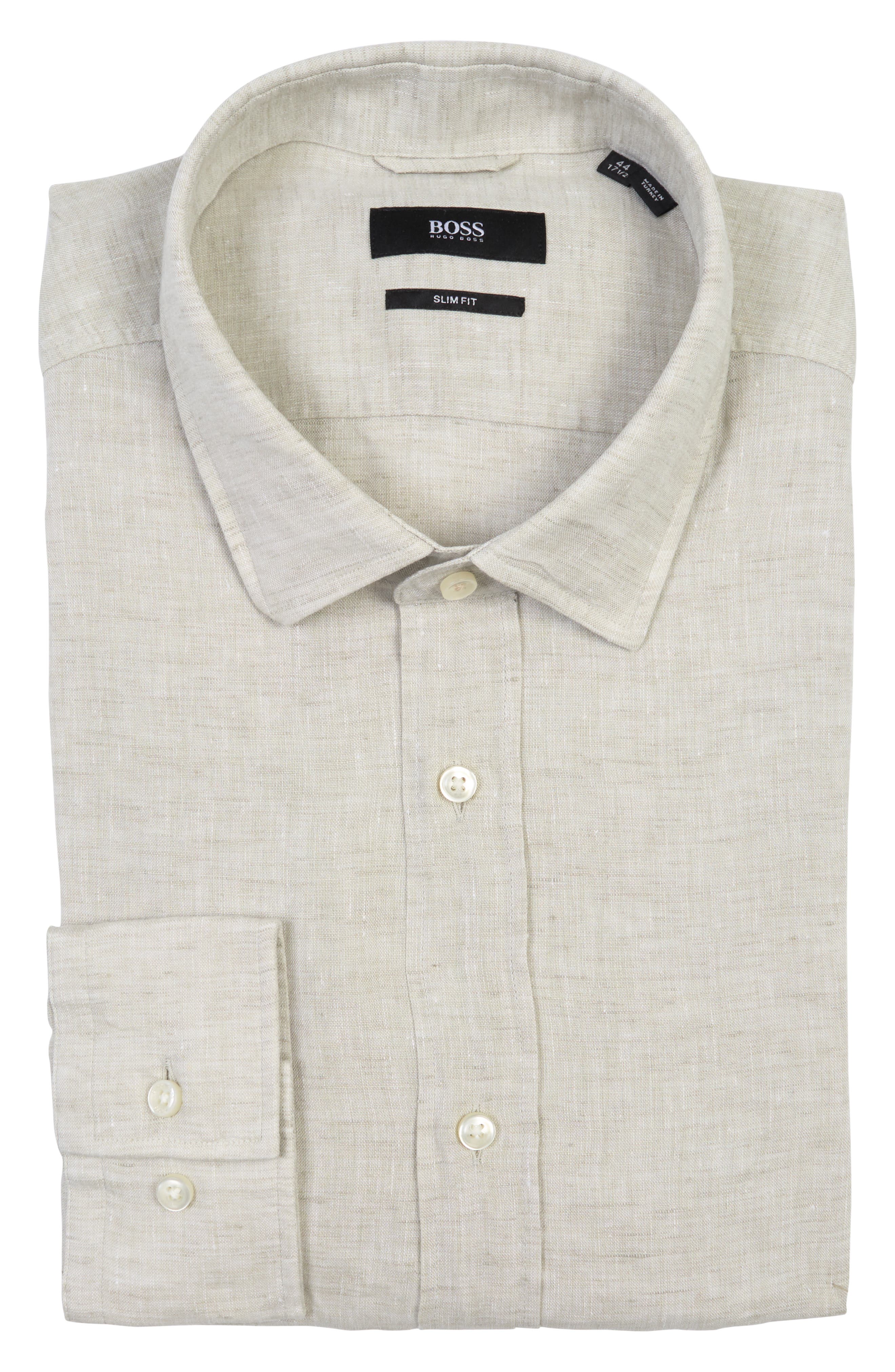 BOSS Joy Linen Slim Fit Dress Shirt 