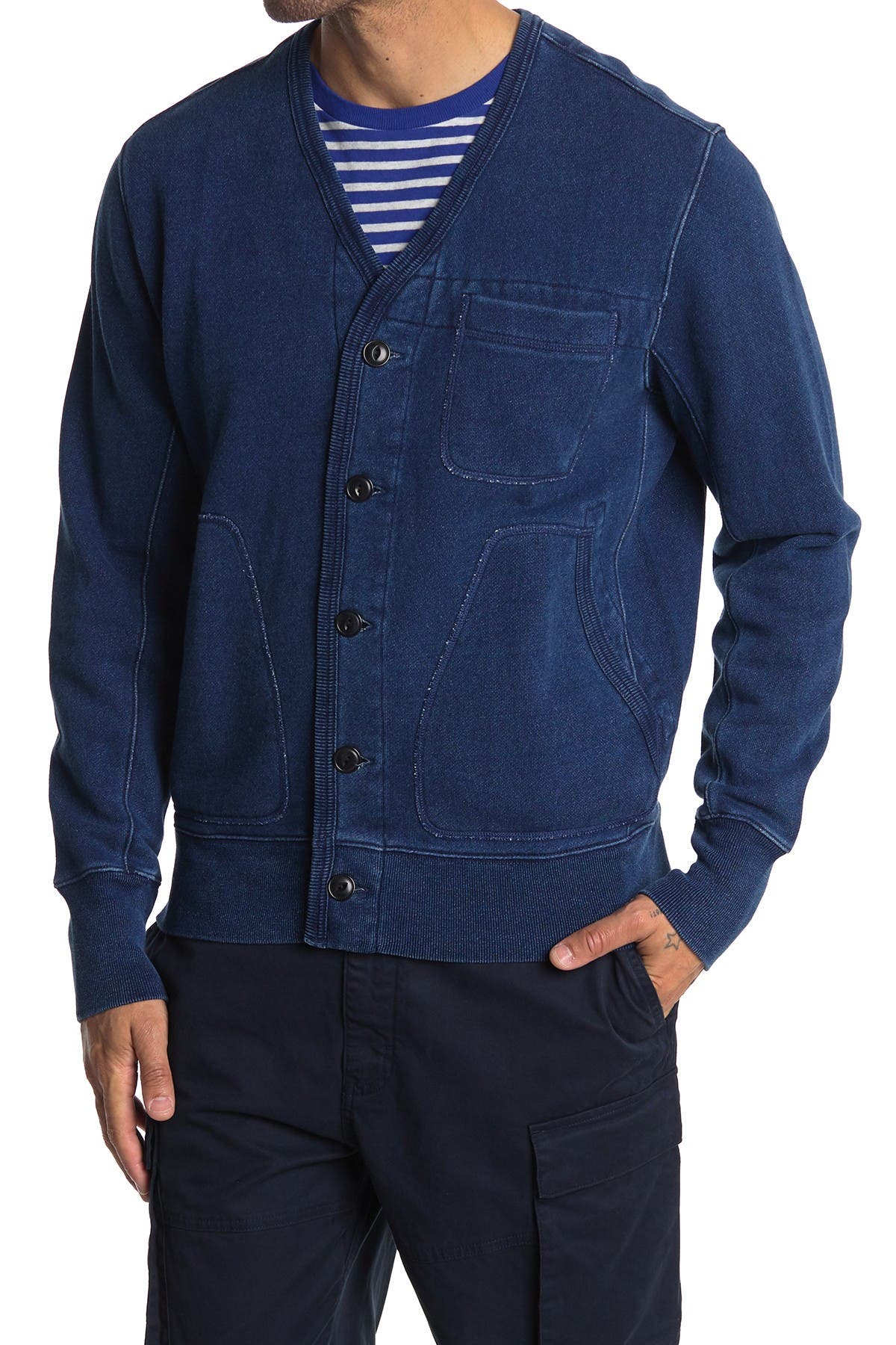 Alex Mill French Terry Cardigan In Open Blue20
