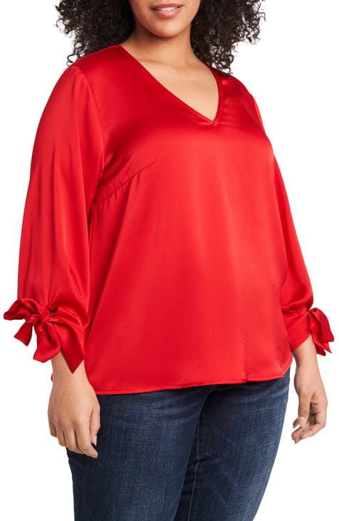 red plus size blouses