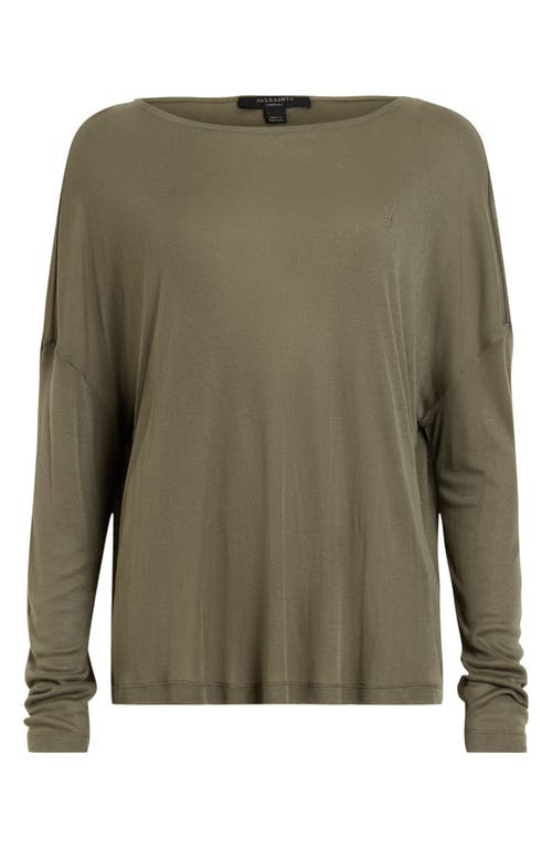 Shop Allsaints Rita Francesco Long Sleeve Boatneck T-shirt In Tarmac Green