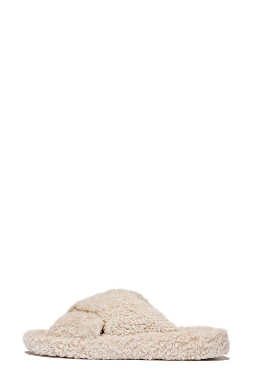 Shop Fitflop Iqushion High Pile Fleece Slipper In Milk Ice