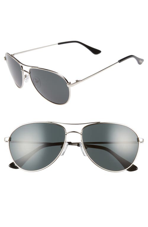 Orville 58mm Mirrored Aviator Sunglasses in Silver/Grey