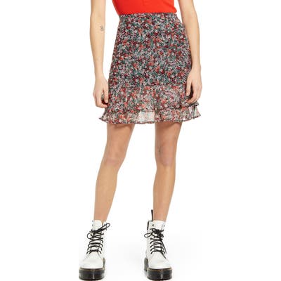 Bp. Print Shirred Skirt, Black