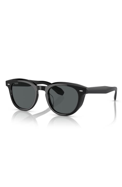 Oliver Peoples N.05 48mm Polarized Small Round Sunglasses In Black