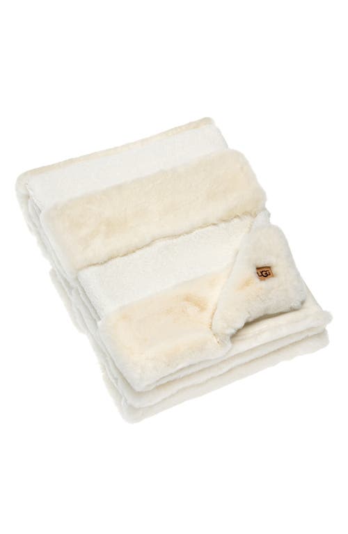 UGG(R) Demi Fleece & Faux Fur Throw Blanket in Snow