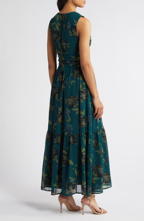 Shop Chelsea28 Print Sleeveless Chiffon Maxi Dress In Green P- Black Jones Blooms