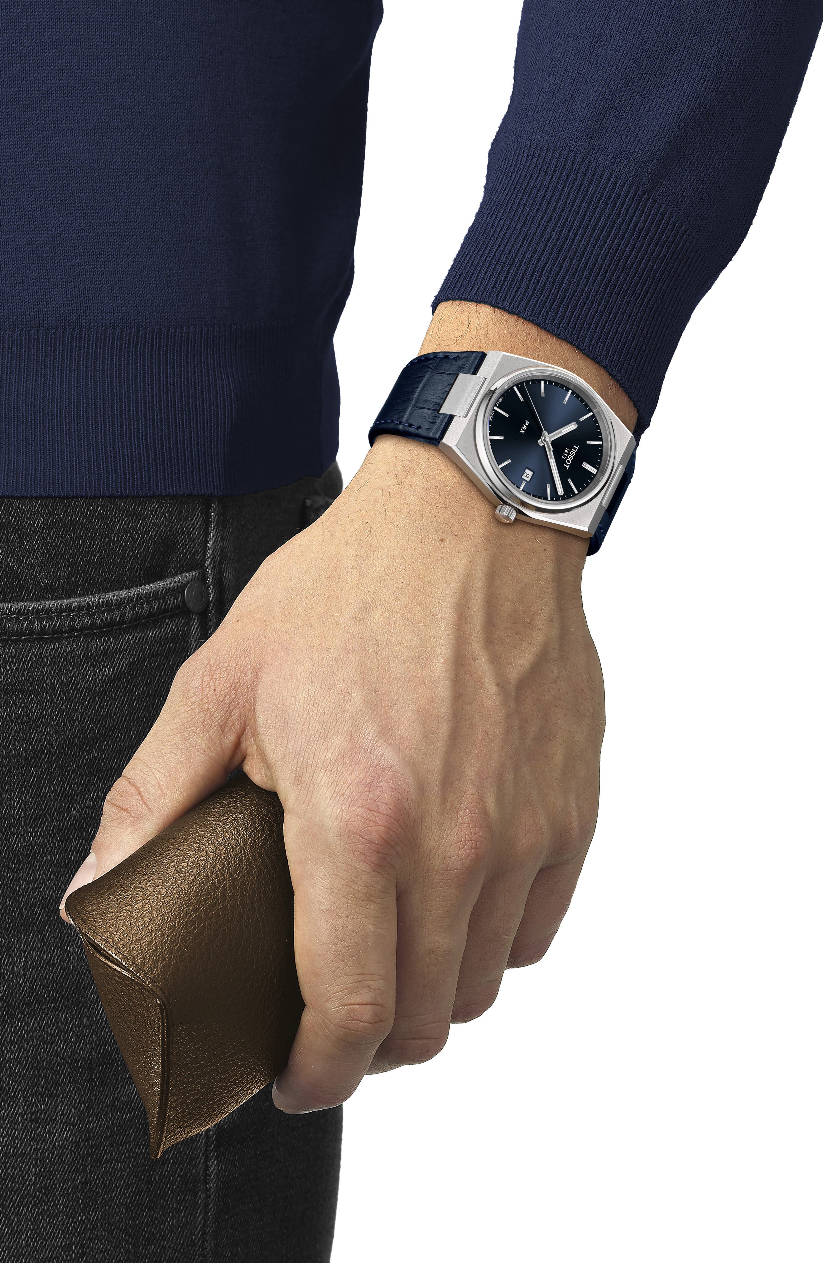 Tissot PRX Leather Strap Watch, 40mm Nordstrom