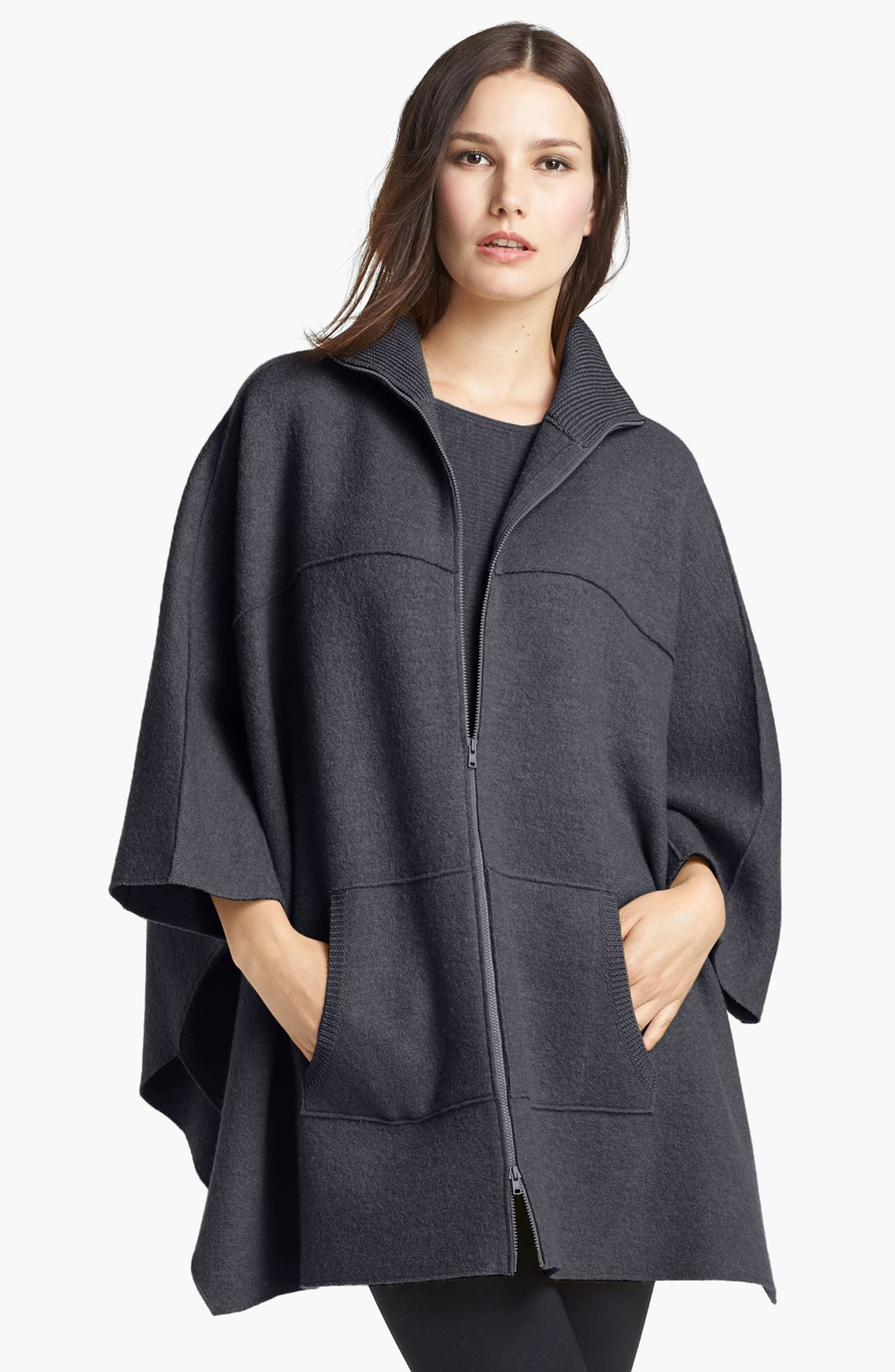 Eileen Fisher Boiled Wool Poncho Cardigan | Nordstrom