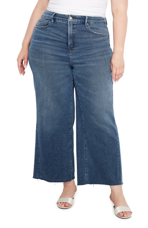 Shop Good American Good Waist Raw Hem High Waist Crop Palazzo Jeans In Indigo549